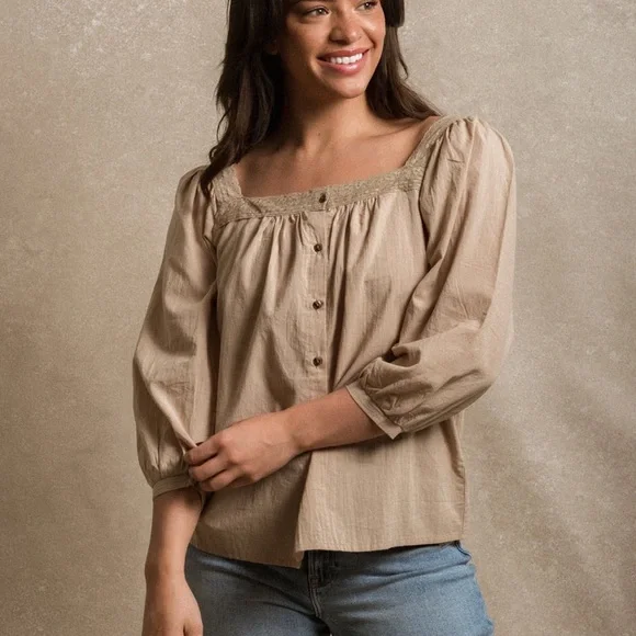 NWT Neuflora Byron Bay blouse-khaki - Picture 1 of 7